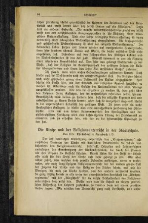 ¬Die¬ Kirche und der Religionsunterricht in der Staatsschule