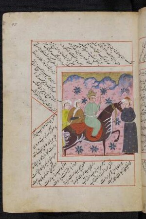 Illustration: Fürst zu Pferd mit Gefolge