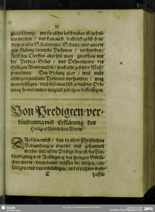 Von Predigten, verkündigung und Erklärung des Heiligen Göttlichen Worts