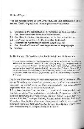 Von zeitbedingten und ewigen Deutschen : der Identitätskurs in der frühen Nachkriegszeit und seine argumentative Struktur