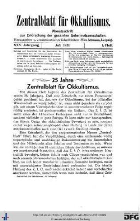 1. Heft (Jul. 1931)