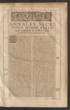 Annales Sacri Primae Mundi Aetatis Ab Orbe Condito Ad Diluvium Expletum.