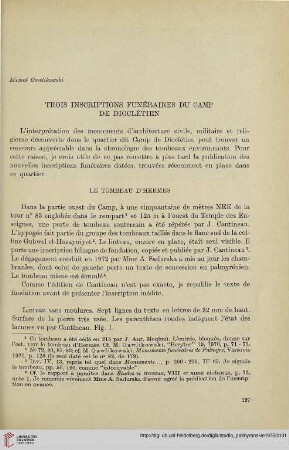 6/7: Trois inscriptions funéraires du Camp de Dioclétien