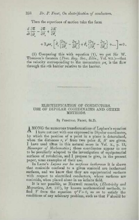 Electrification of conductors. Use of dipolar coordinates and other methods.