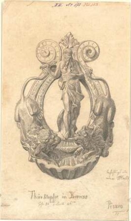 Walther, Conradin; u. a. Deutschland; Italien; Sammlung Conradin Walther: Band IV, Nr. 143 - 188 (fol. 125 - 168) - Türklopfer aus Bronze (Ansicht)