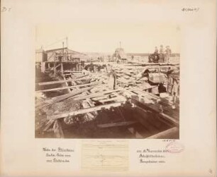 Schleusen und Wehre der Mainkanalisierung. Wehr, Flörsheim: Ansicht der Baustelle. Schiffsdurchlass