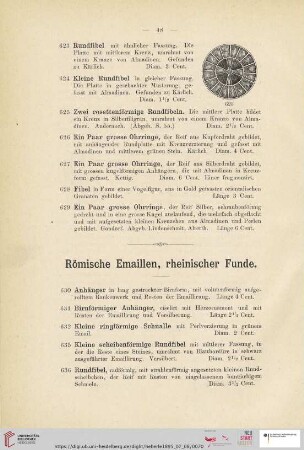Römische Emaillen, rheinischer Funde (Nr. 630 - 634)