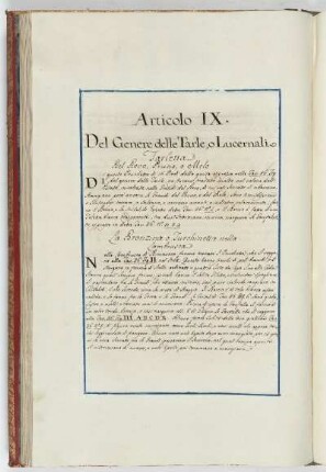Articolo IX. Del genere delle tarle, o lucernali