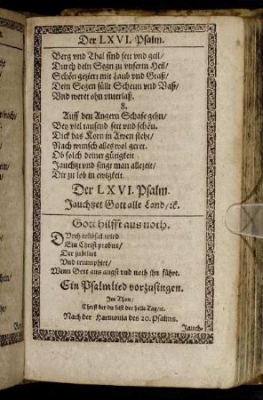 Der LXVI. Psalm. - Der LXX. Psalm.