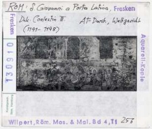 Rom: San Giovanni a Porta Latina, Dek. Coelestin III., Weltgericht, Aquarell-Kopie