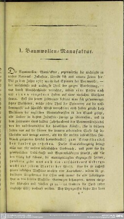 I. Baumwollen - Manufaktur