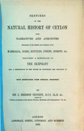 Sketches of the natural history of Ceylon with narratives and anecdotes