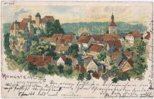 Hohnstein. Stadt und Schloss, kolorierte Ansichtskarte