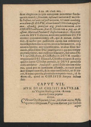 Caput VII. Num Duae Christi Naturae ex Virgine Maria genitae ...