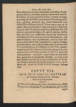 Caput VII. Num Duae Christi Naturae ex Virgine Maria genitae ...