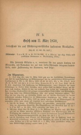 IV. B. Gesetz vom 11. März 1850