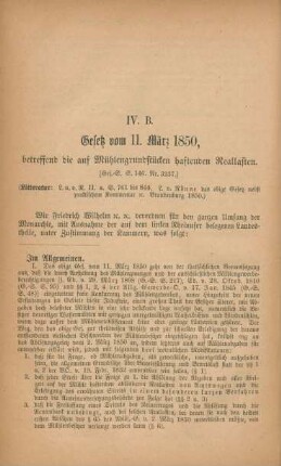 IV. B. Gesetz vom 11. März 1850