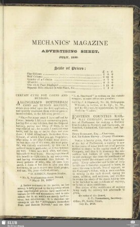 Advertising Sheet. July, 1836