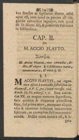 Cap. II. De M. Accio Plauto