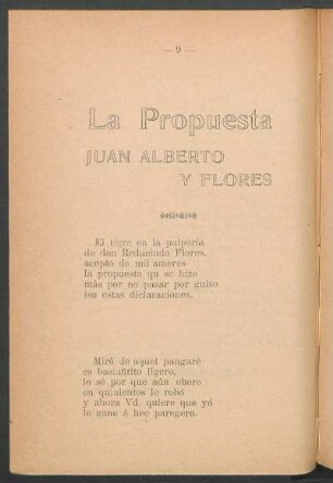 La propuesta : Juan Alberto y Flores