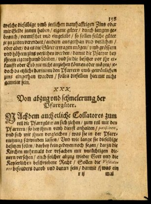 XXX. Vom abzug und schmelerung der Pfarrgüter.
