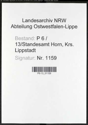 Sterberegister Standesamt Horn