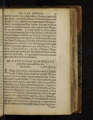 La Donacion Que Hizo El papa a los reyes catholicos delas Indias. Cap. XIX