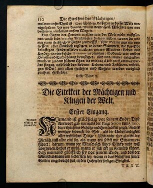 110-126, Die Eitelkeit der Mächtigen und Klugen der Welt