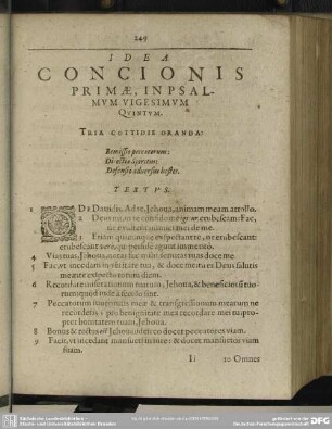 Idea Concionis Primae, In Psalmum Vigesimum Quintum