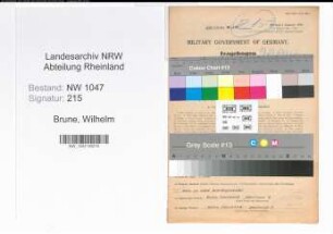 Entnazifizierung Wilhelm Brune , geb. 28.12.1895 (Lehrer)
