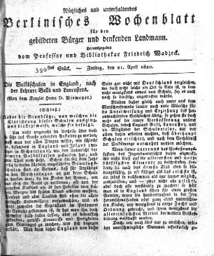 590stes Stueck, Freitag, den 21. April 1820