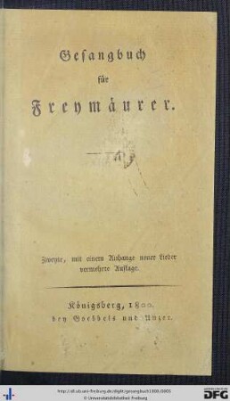 Gesangbuch für Freymäurer
