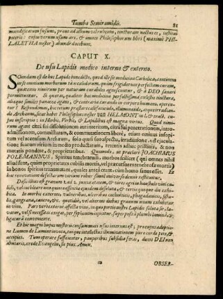 Caput X. De usu Lapidis medico interno & externo.