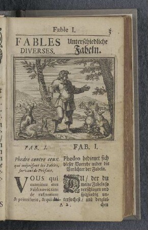 Fable I. : Fables diverses. Unterschiedliche Fabeln.