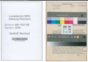 Entnazifizierung Bernhard Multhoff , geb. 03.12.1900 (Lehrer)