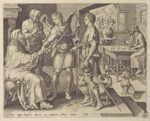 Tobias und der Engel nehmen Abschied von Tobit, Blatt 3 aus der Folge "Die Geschichte von Tobias"