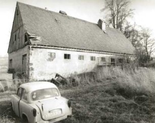 Dörnthal (Pfaffroda-Dörnthal), Hauptstraße 168 (Hof Nr. 118). Wirtschaftsgebäude. Gartenansicht