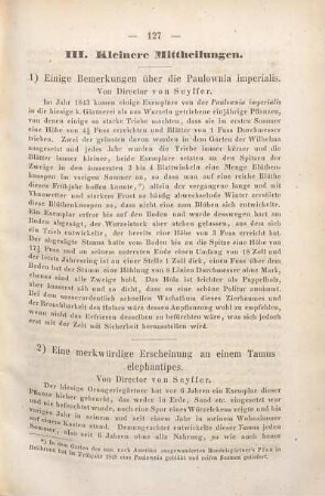 III. Kleinere Mittheilungen