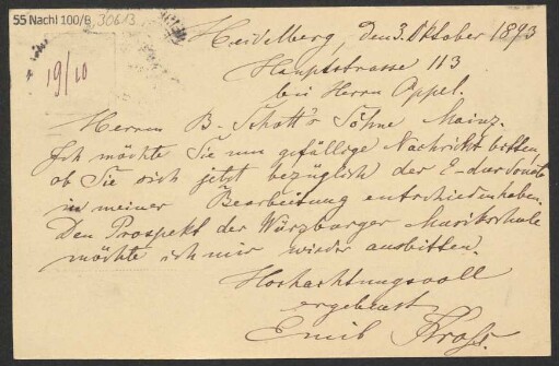 Brief an B. Schott's Söhne : 03.10.1893