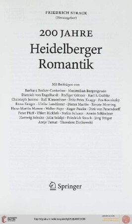 51: Heidelberger Jahrbücher: 200 Jahre Heidelberger Romantik