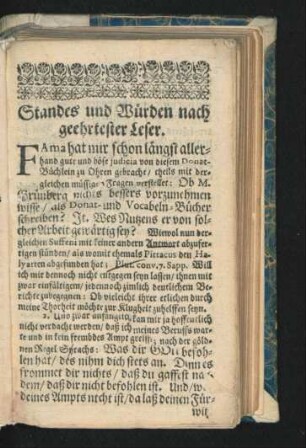 Standes und Würden nach geehrtester Leser.