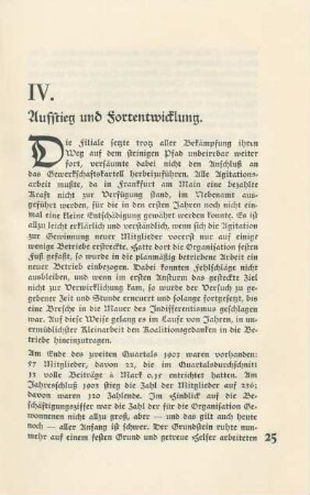 IV. Aufstieg und Fortentwicklung.