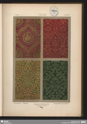 Gewebemuster. Ornamente mit gekröntem Rahmenwerk