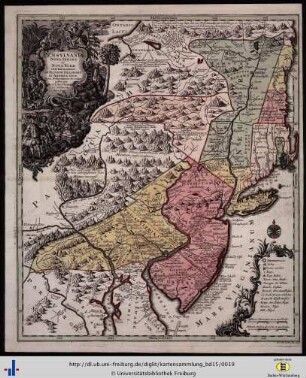 Pensylvania, Nova Iersey et Nova York cum regionibus ad fluvium Delaware in America sitis.