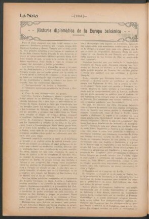 Historia diplomática de la Europa balcánica : (Continuación)