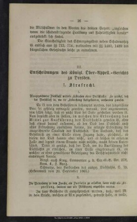 III. Entscheidungen des Königl. Ober-Appell.-Gerichts zu Dresden