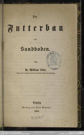 Der Futterbau auf Sandboden