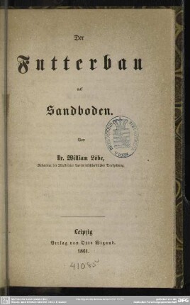 Der Futterbau auf Sandboden