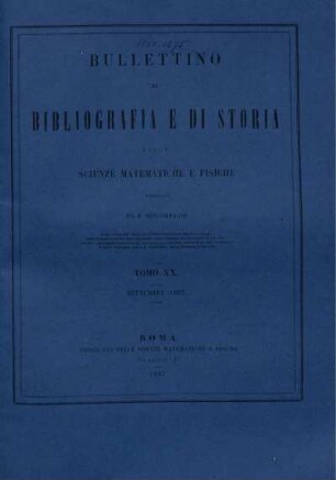 Tomo XX. Settembre 1887.