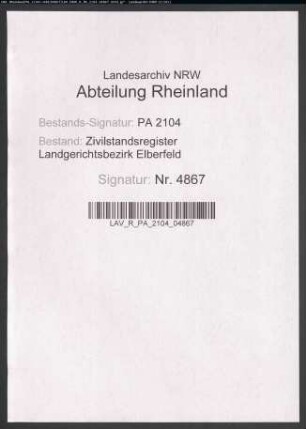 Geburtsregister Wermelskirchen